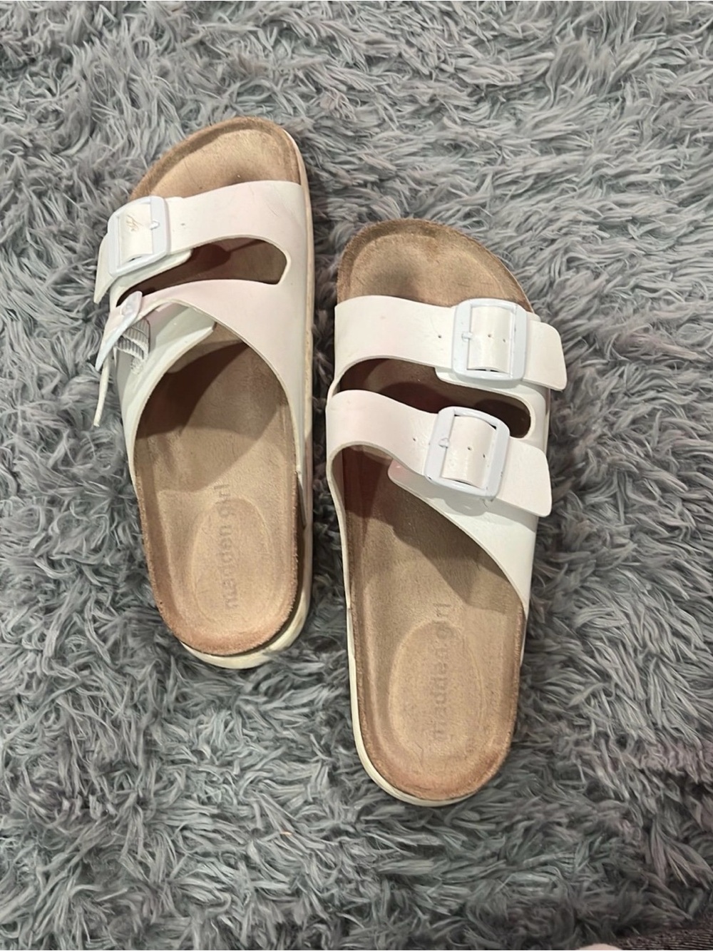 Madden Girl White Double-Buckle Slide Sandals
